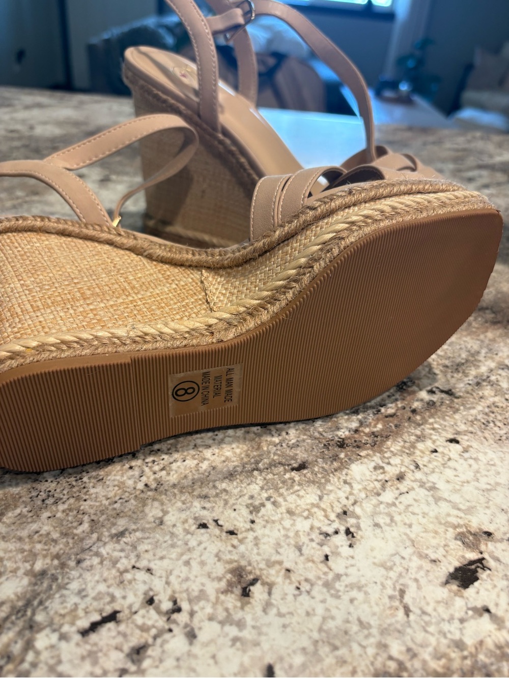 Pink Lily Nude Espadrille Wedge Sandals